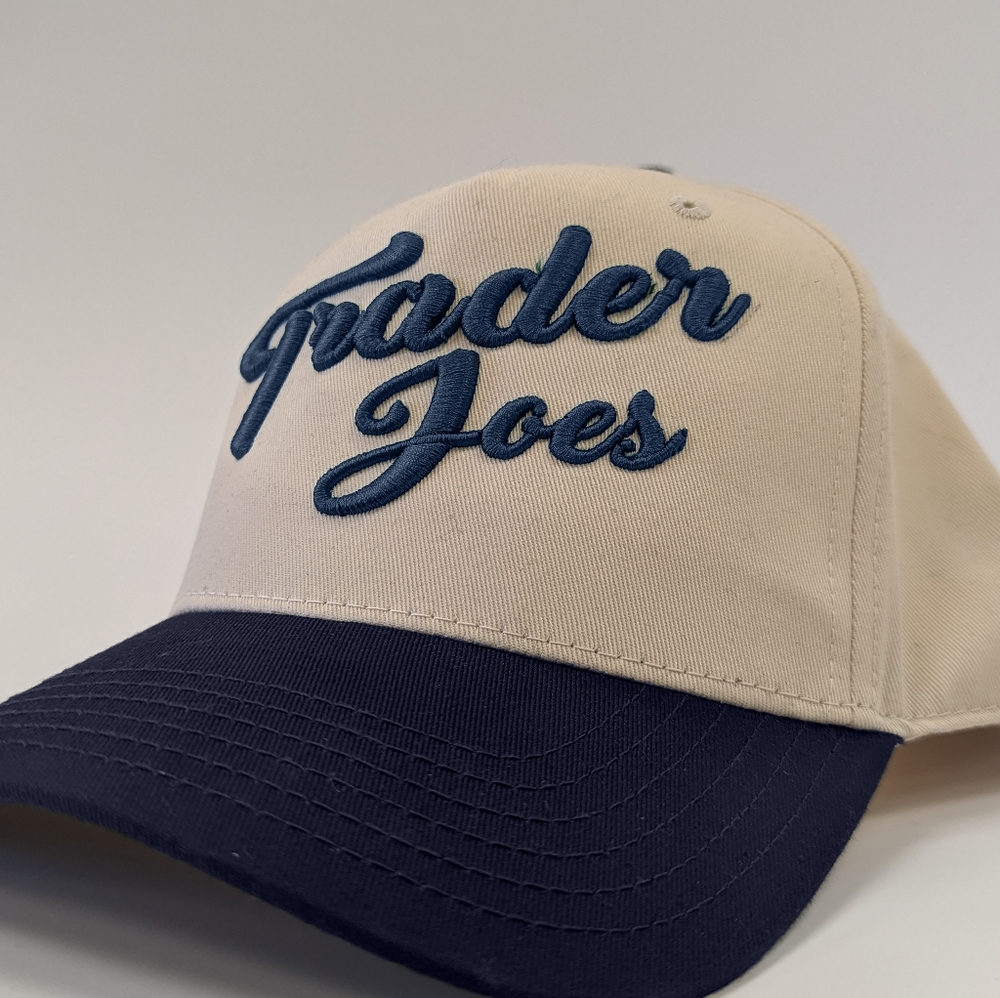 NEW!! Trader Joe's Baseball cap // Natural & Blue // STORES ILLUSTRATED